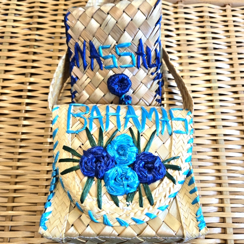 Vintage Bahamas Wicker Purse & Wallet